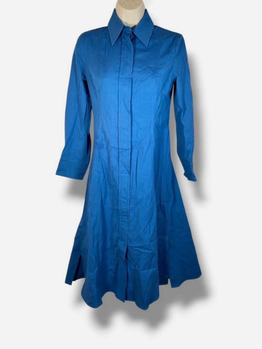 Akris Punto Women's Blue Long Sleeve Button Shirt Dress Size 2